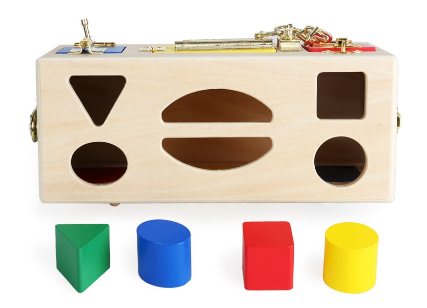 Children's Montessori Educational Toy Shape Sorting Box with Locks – Educational Motor Skills Toy