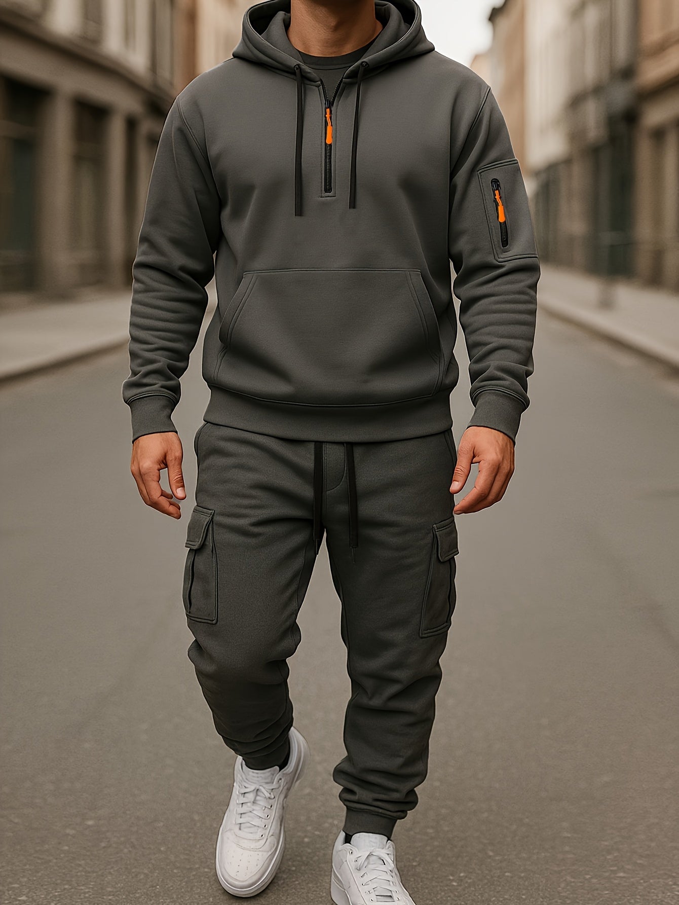 Men’s tracksuit with hoodie and cargo pants – sporty, casual, multicolored
