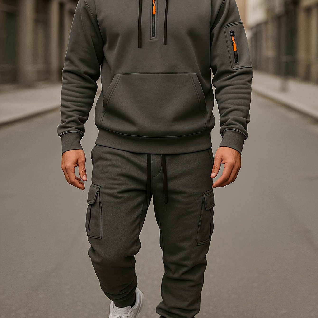 Men’s tracksuit with hoodie and cargo pants – sporty, casual, multicolored