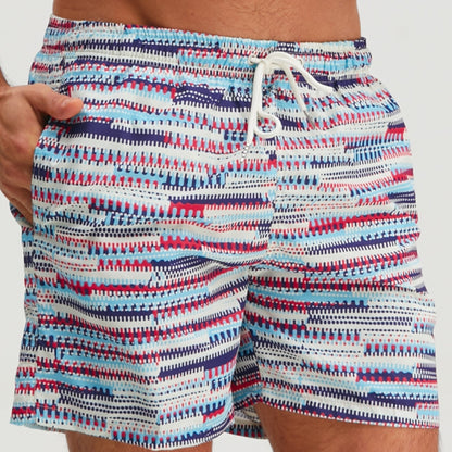 Men's Swim Trunks with Modern Pattern – Sporty Swim Shorts for Leisure & Beach