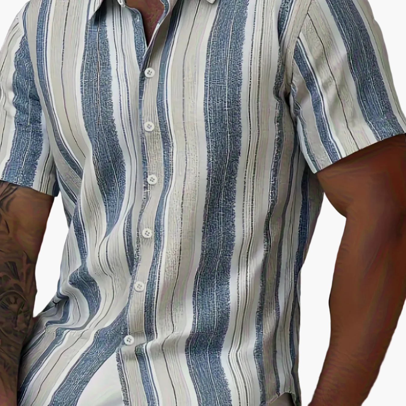 Men's Casual Summer Shirt with Stripe Pattern – Short Sleeve, Regular Fit, Ideal for Vacation & Everyday Wear