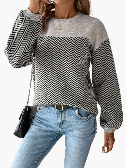 Damen Strickpullover mit Pfeilmuster, lässig, perfekt für Herbst und Winter