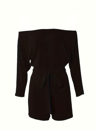 Women's Off-Shoulder Jumpsuit with Tie Belt – Elegant One-Piece for Summer and Leisure