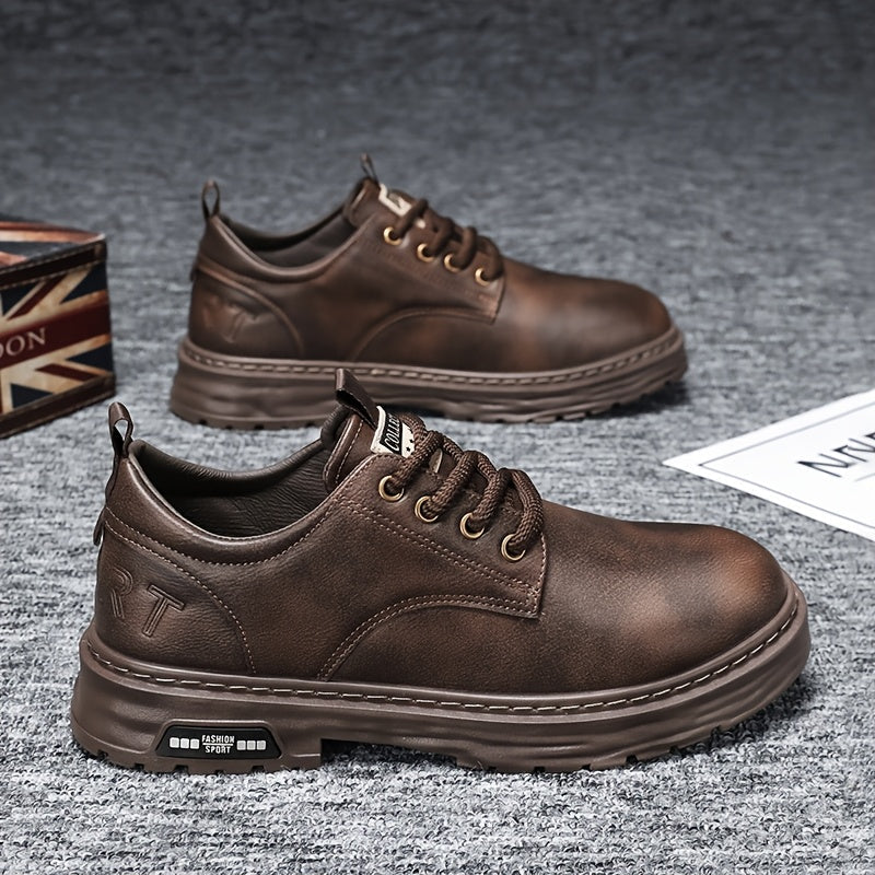 Men's black casual lace-up shoes with platform soles