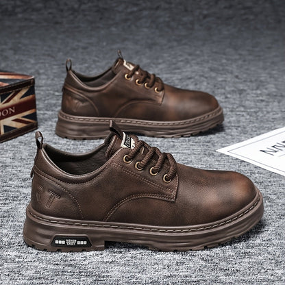 Men's black casual lace-up shoes with platform soles