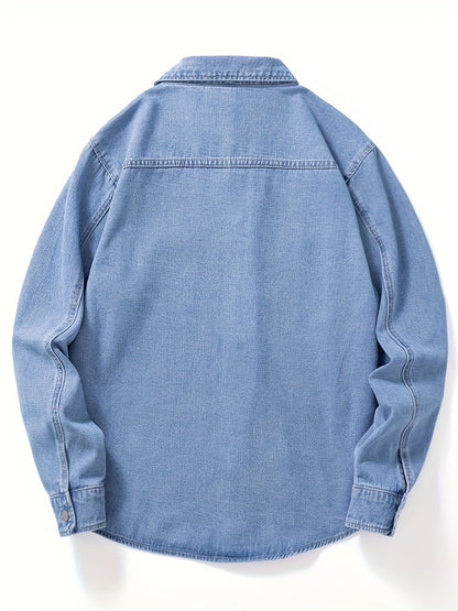Dark gray denim shirt jacket with chest pockets
