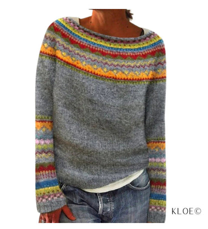 Victoria – Multicolor Round Neck Sweater for Women