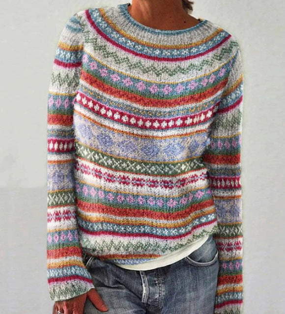 Victoria – Multicolor Round Neck Sweater for Women