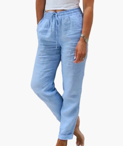 Women's casual trousers with elastic waistband – Straight relaxed pants, everyday & home, comfort look