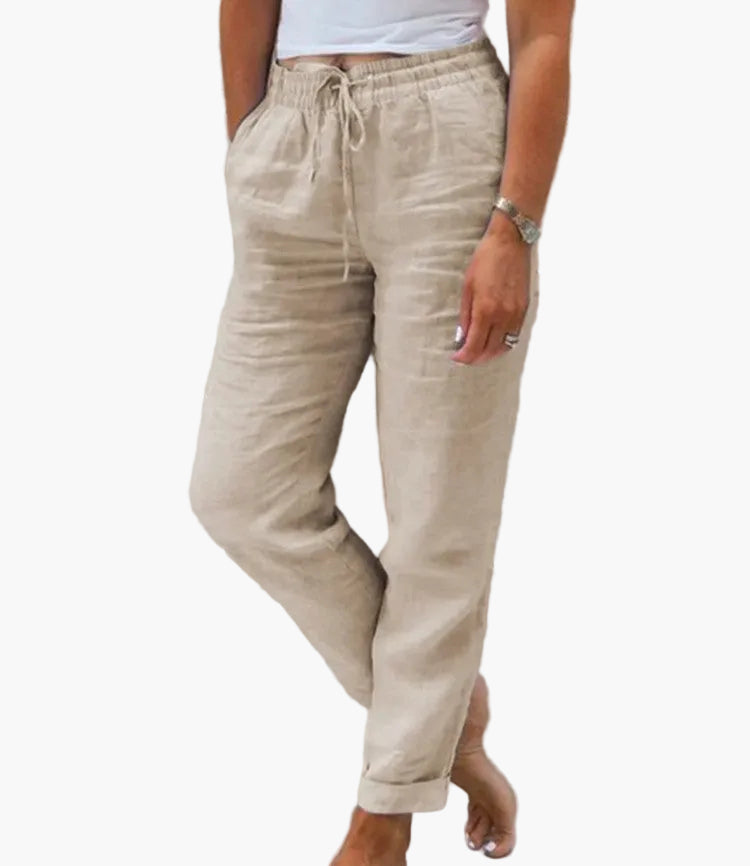 Women's casual trousers with elastic waistband – Straight relaxed pants, everyday & home, comfort look