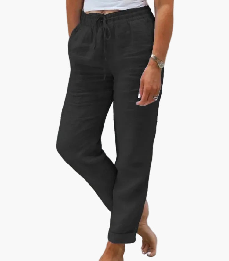 Women's casual trousers with elastic waistband – Straight relaxed pants, everyday & home, comfort look