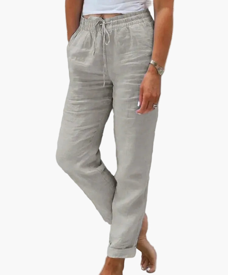 Women's casual trousers with elastic waistband – Straight relaxed pants, everyday & home, comfort look