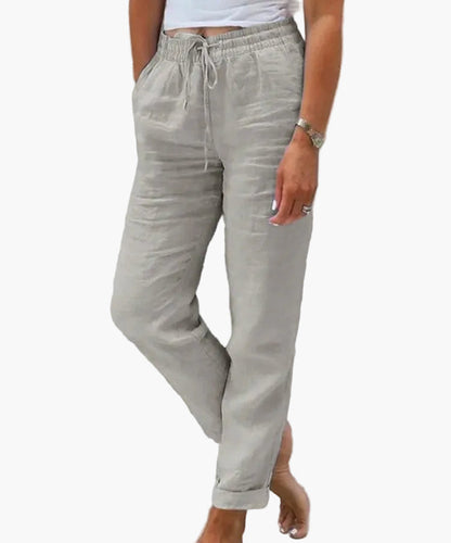 Women's casual trousers with elastic waistband – Straight relaxed pants, everyday & home, comfort look