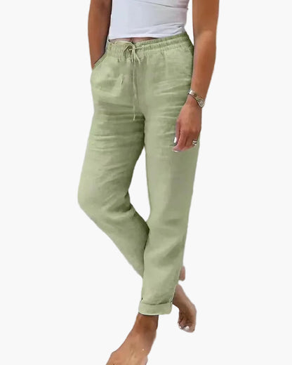 Women's casual trousers with elastic waistband – Straight relaxed pants, everyday & home, comfort look