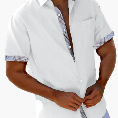Men's Short-Sleeve Casual Shirt with Contrast Elements – Summer Shirt for Beach and Everyday Wear
