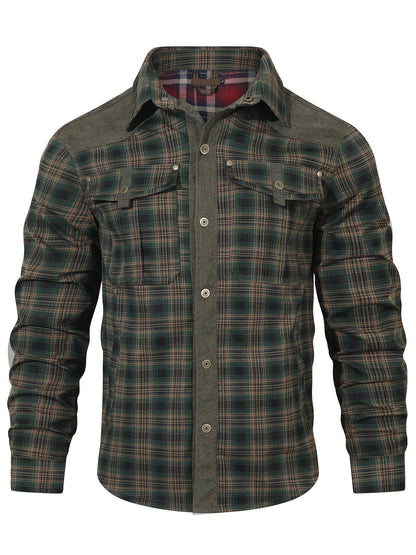 Men's Casual Checkered Shirt Jacket in Softshell Style for Everyday and Outdoor Use