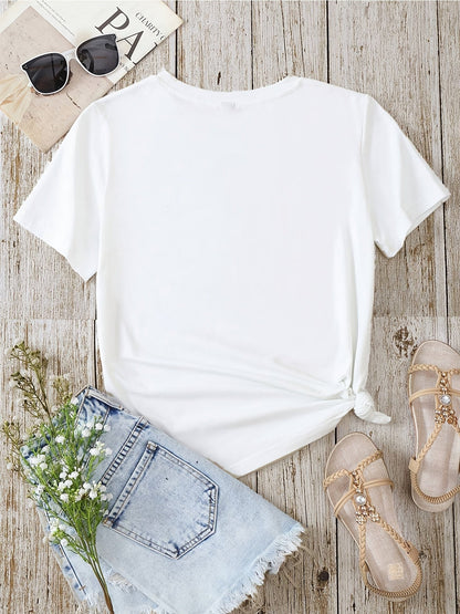 Women's T-Shirt with Floral Feather Graphic – Casual Summer Style