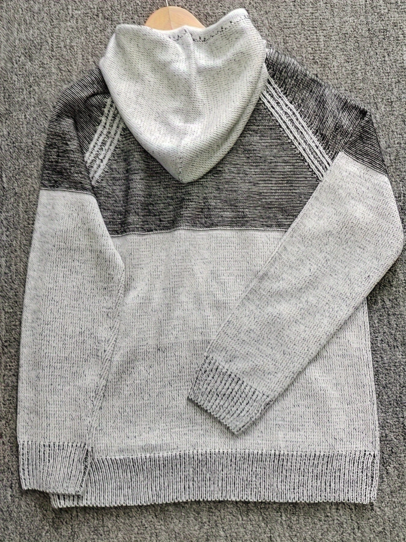 Herren Strick Hoodie Grau Melange mit Kapuze