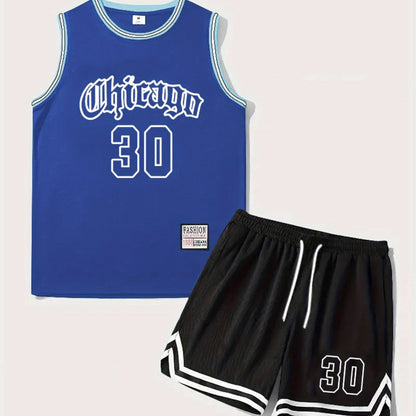 Men's Basketball Jersey Set Chicago 30 Sports Tank Top and Shorts for Fitness & Leisure