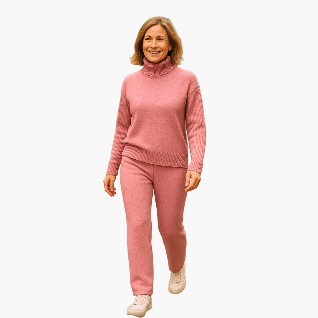 Damen Relaxed Fit Freizeitanzug mit Rollkragen – Bequemer Alltagslook für Zuhause & Freizeit