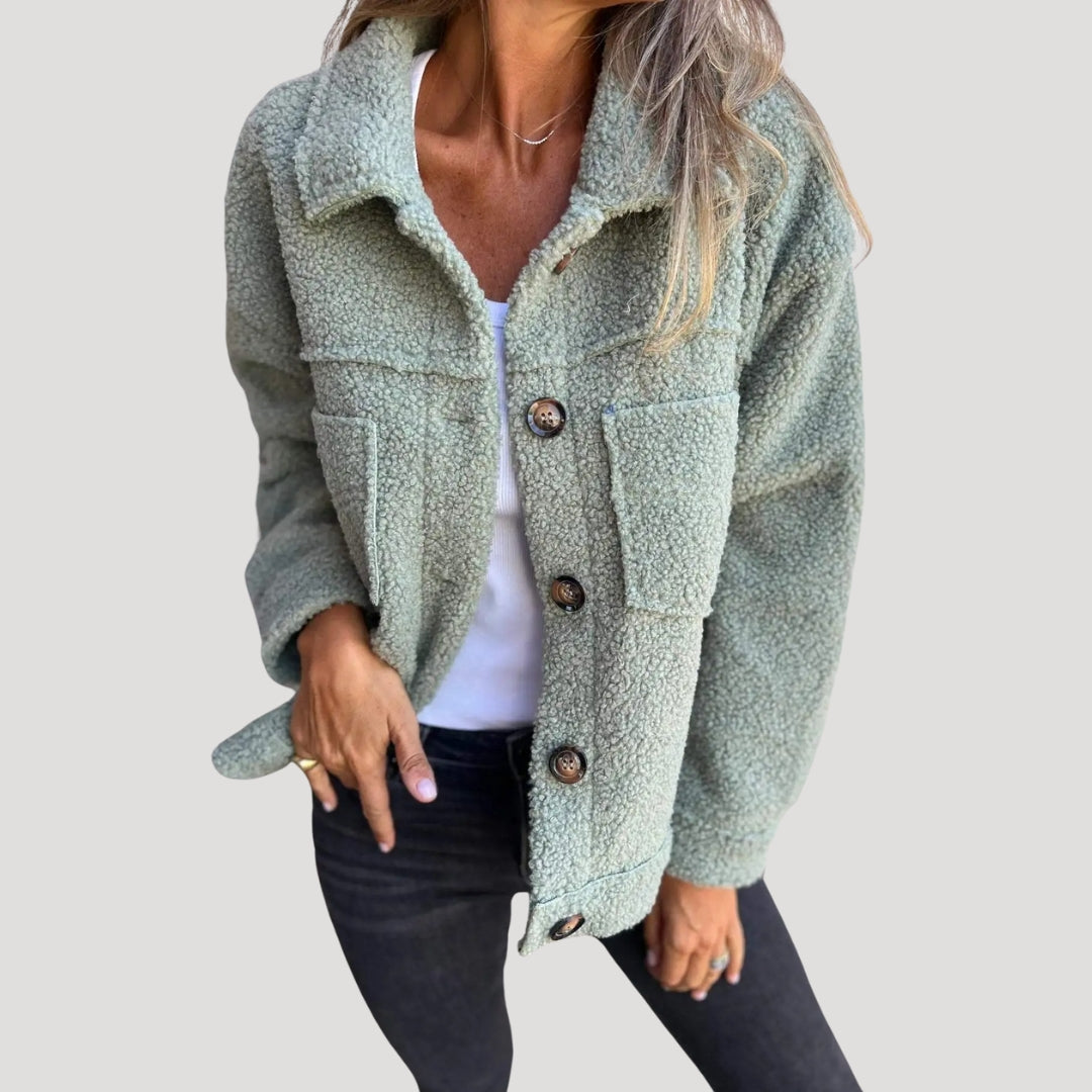 Damen Teddy Fleece Jacke – Modische Sherpa Übergangsjacke für Alltag und Freizeit