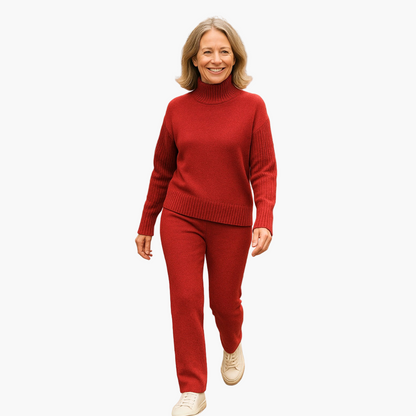 Damen Relaxed Fit Freizeitanzug mit Rollkragen – Bequemer Alltagslook für Zuhause & Freizeit