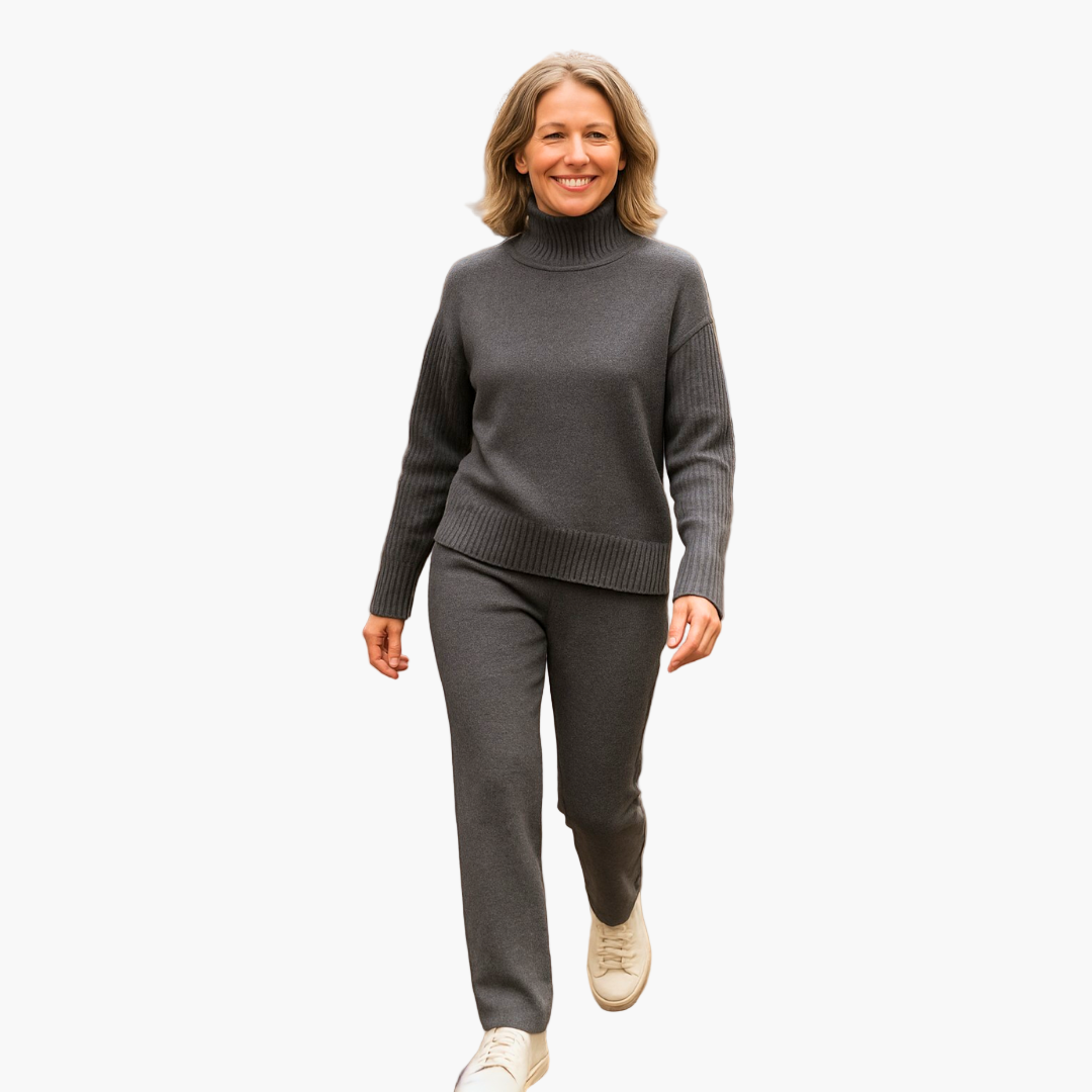 Damen Relaxed Fit Freizeitanzug mit Rollkragen – Bequemer Alltagslook für Zuhause & Freizeit