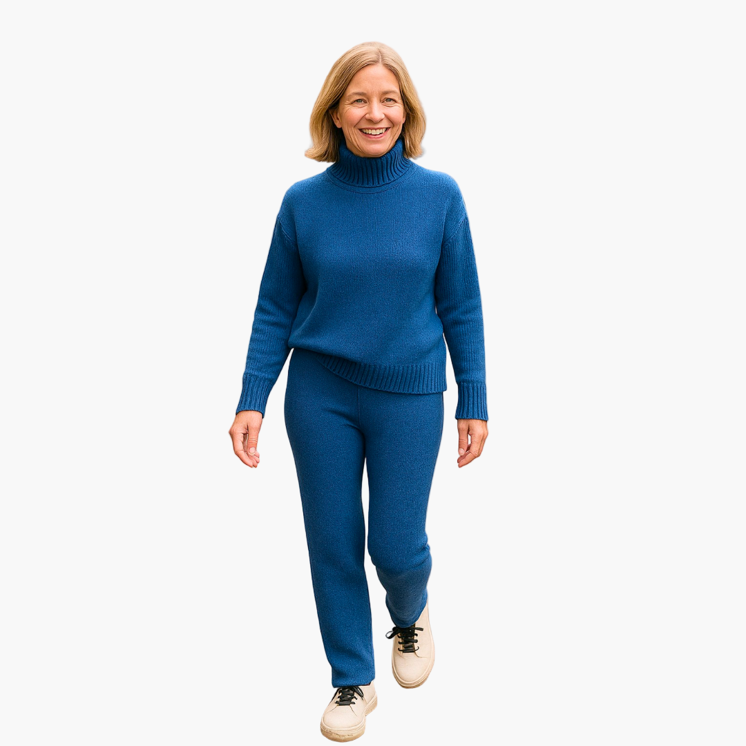 Damen Relaxed Fit Freizeitanzug mit Rollkragen – Bequemer Alltagslook für Zuhause & Freizeit