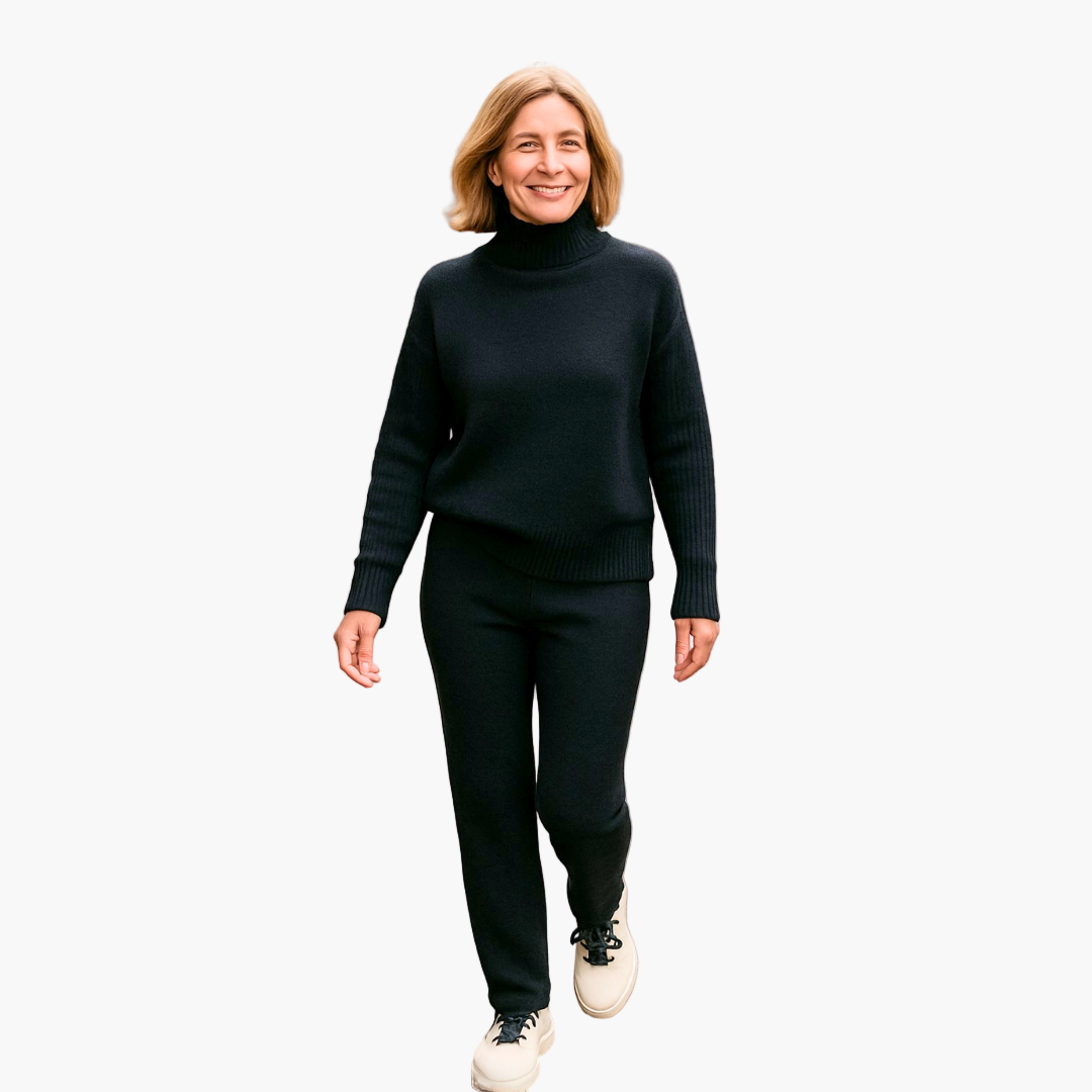 Damen Relaxed Fit Freizeitanzug mit Rollkragen – Bequemer Alltagslook für Zuhause & Freizeit