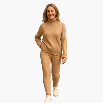 Damen Relaxed Fit Freizeitanzug mit Rollkragen – Bequemer Alltagslook für Zuhause & Freizeit