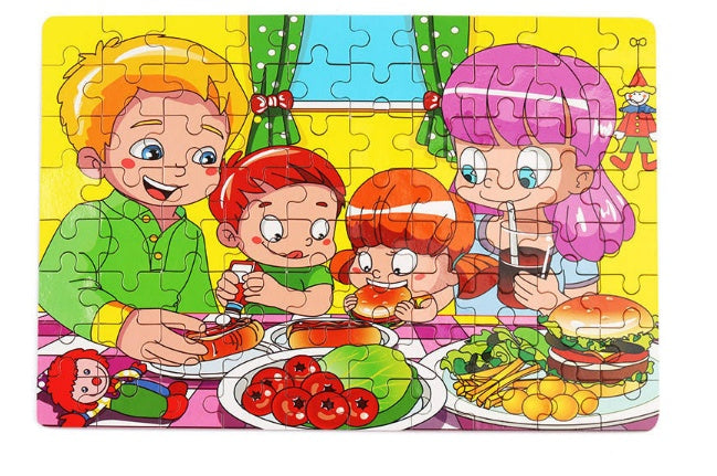 Children's Wooden Puzzle Set – Colorful Educational Toys in Storage Metal Box, from 3 Years, Unisex