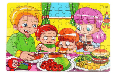 Children's Wooden Puzzle Set – Colorful Educational Toys in Storage Metal Box, from 3 Years, Unisex