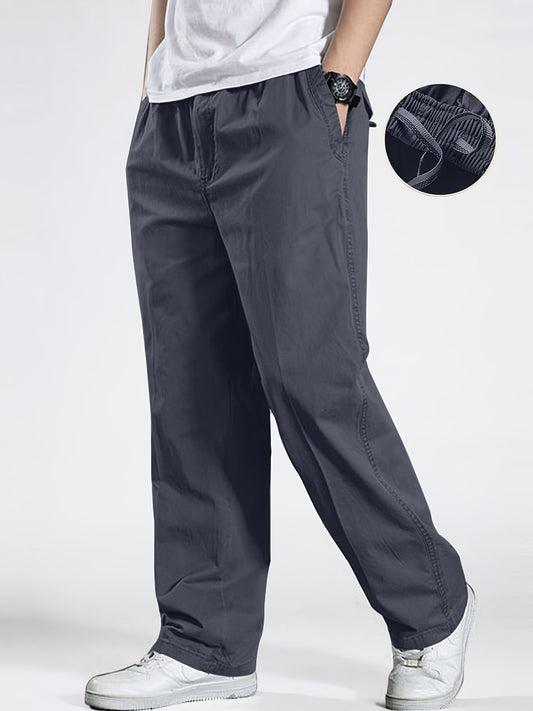 Men's casual pants with drawstring, loose fit, versatile for everyday wear and sports