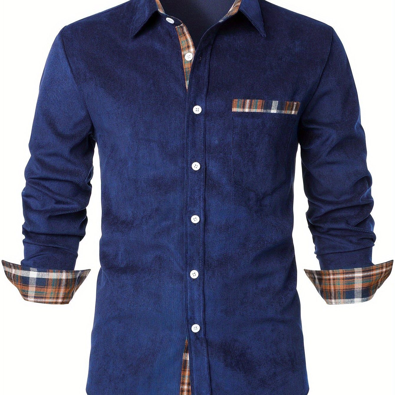 Men's Modern Fit Casual Shirt with Check Details – Stylish Long-Sleeve Shirt for Everyday and Office Wear