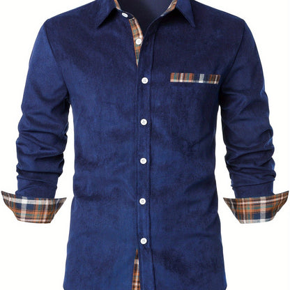 Men's Modern Fit Casual Shirt with Check Details – Stylish Long-Sleeve Shirt for Everyday and Office Wear