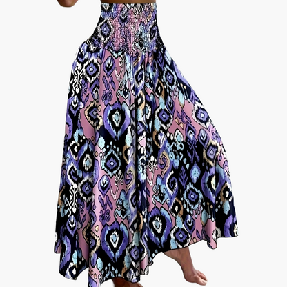 Women's maxi skirt with tropical floral pattern – Elegant summer skirt for leisure and vacation