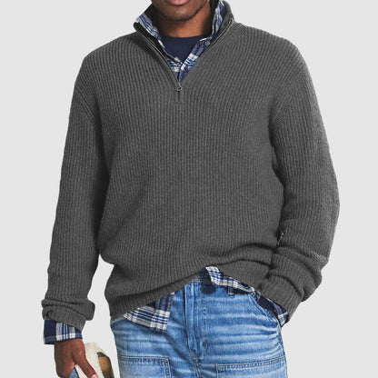 Herren Strickpullover mit halbem Reißverschluss – Klassischer Business-Casual Look für Alltag und Büro