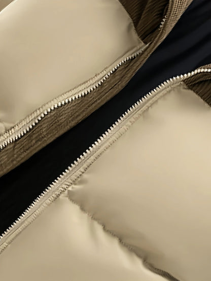 Unisex Winter Steppjacke mit Kapuze und Cord-Details