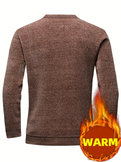 Herren Rundhalspullover Strickoptik mit Streifen und Strukturmuster