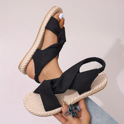 Damen Sommer-Sandalen mit Kreuzband und offener Zehenpartie – Modische Freizeitschuhe für Alltag und Urlaub