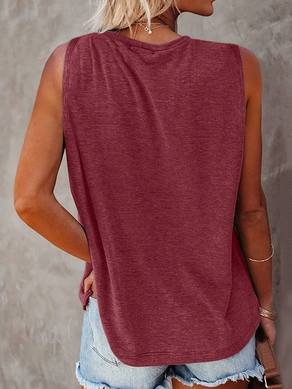 Women's Boho-Style Tank Top with Sun and Moon Print – Summer Casual Shirt