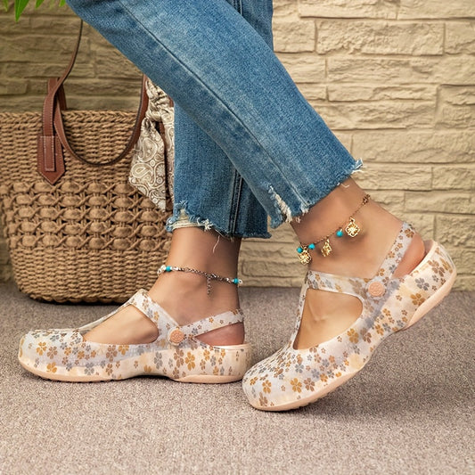 Women's Comfortable Summer Shoes with Floral Pattern – Cozy Casual Mary Janes for Everyday and Vacation
