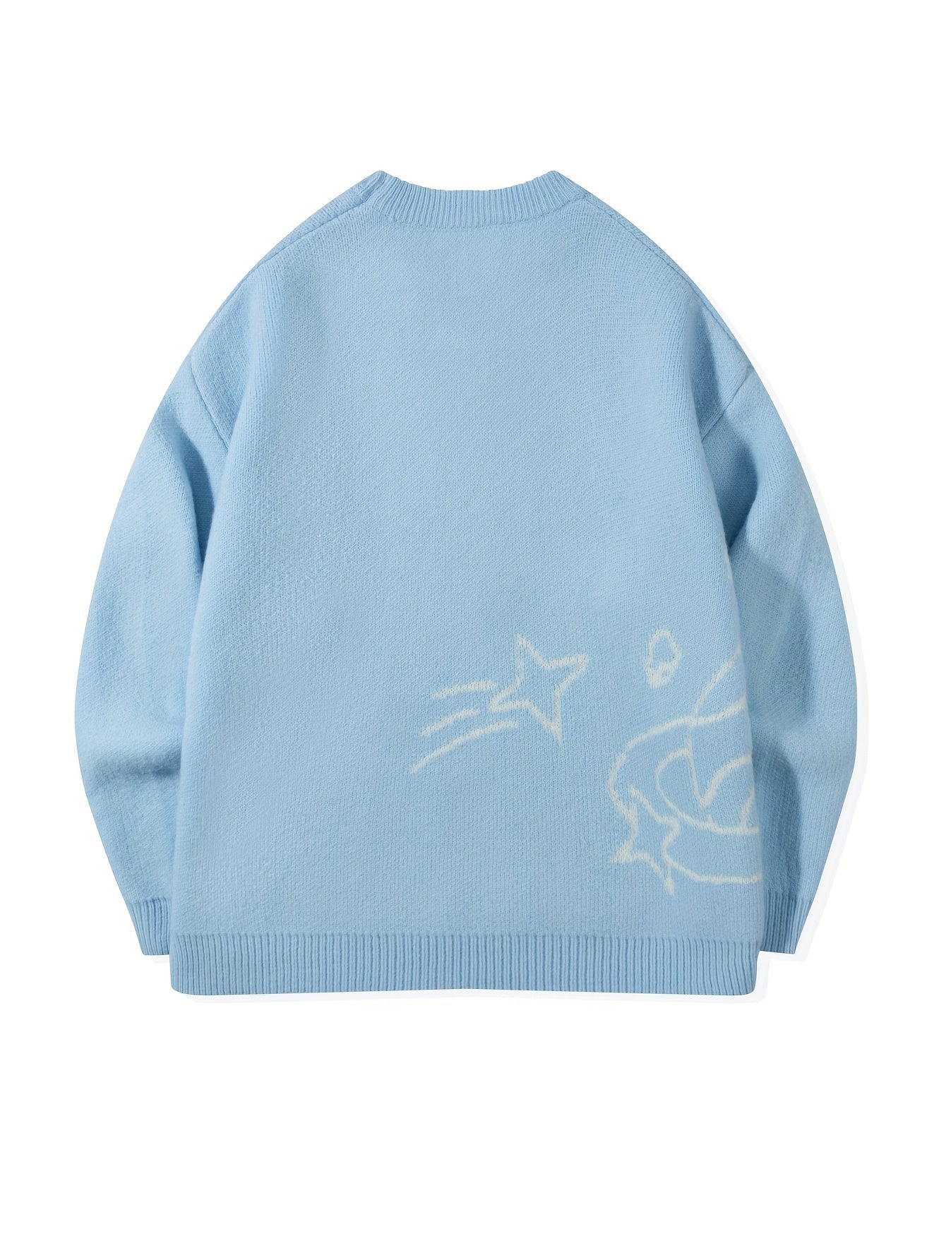 Unisex knitted sweater with a round neckline and planet motif – oversized, loose fit