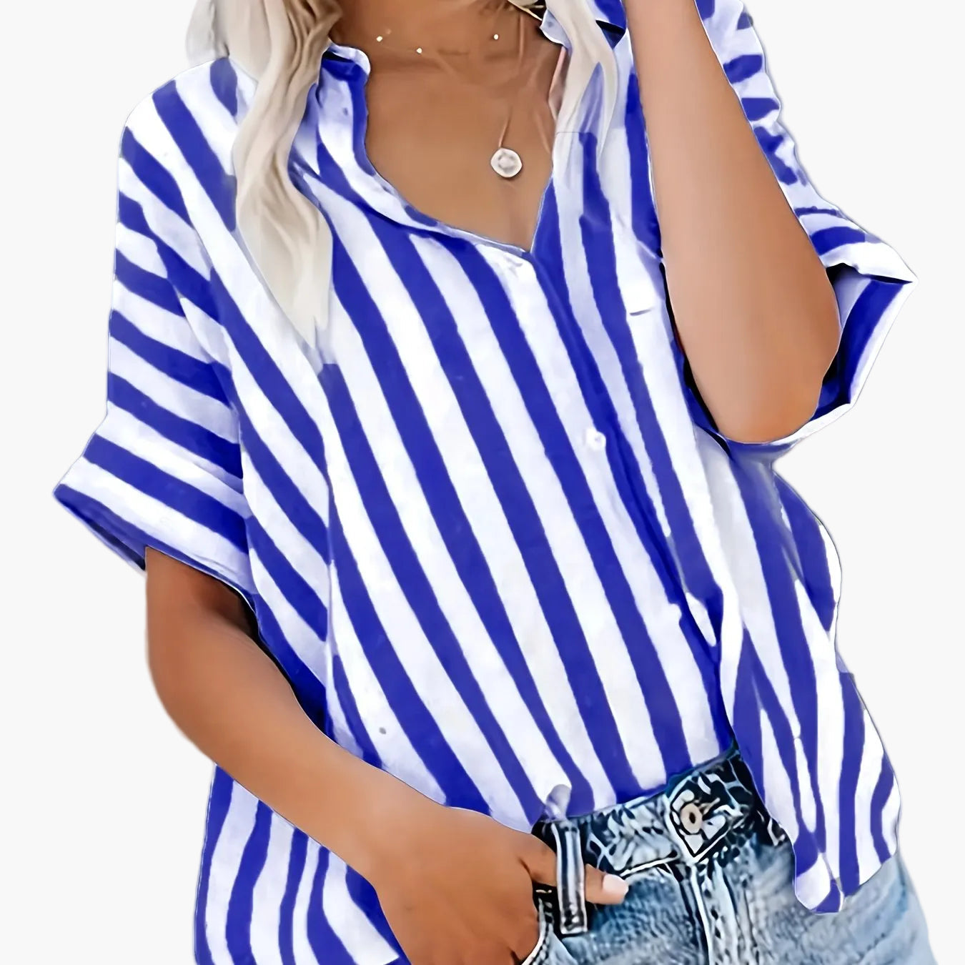 Women's summer blouse in striped look – Casual shirt for everyday and vacation