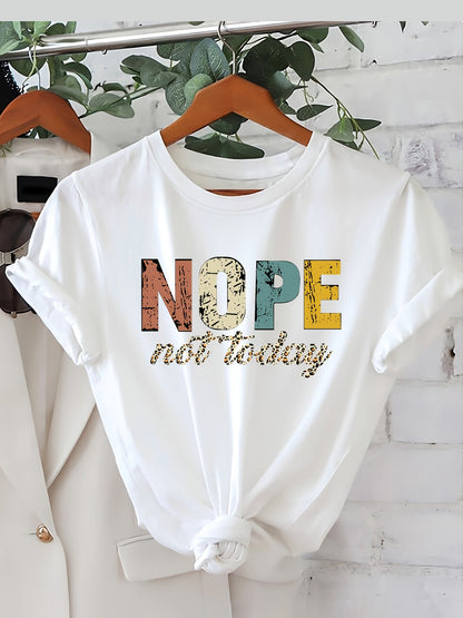 Women's T-Shirt with Saying NOPE Not Today – Funny Casual Shirt, Loose Fit, Trendy Statement Design