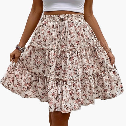 Women's Elegant Boho Floral Tiered Skirt for Summer – Casual and Vacation
