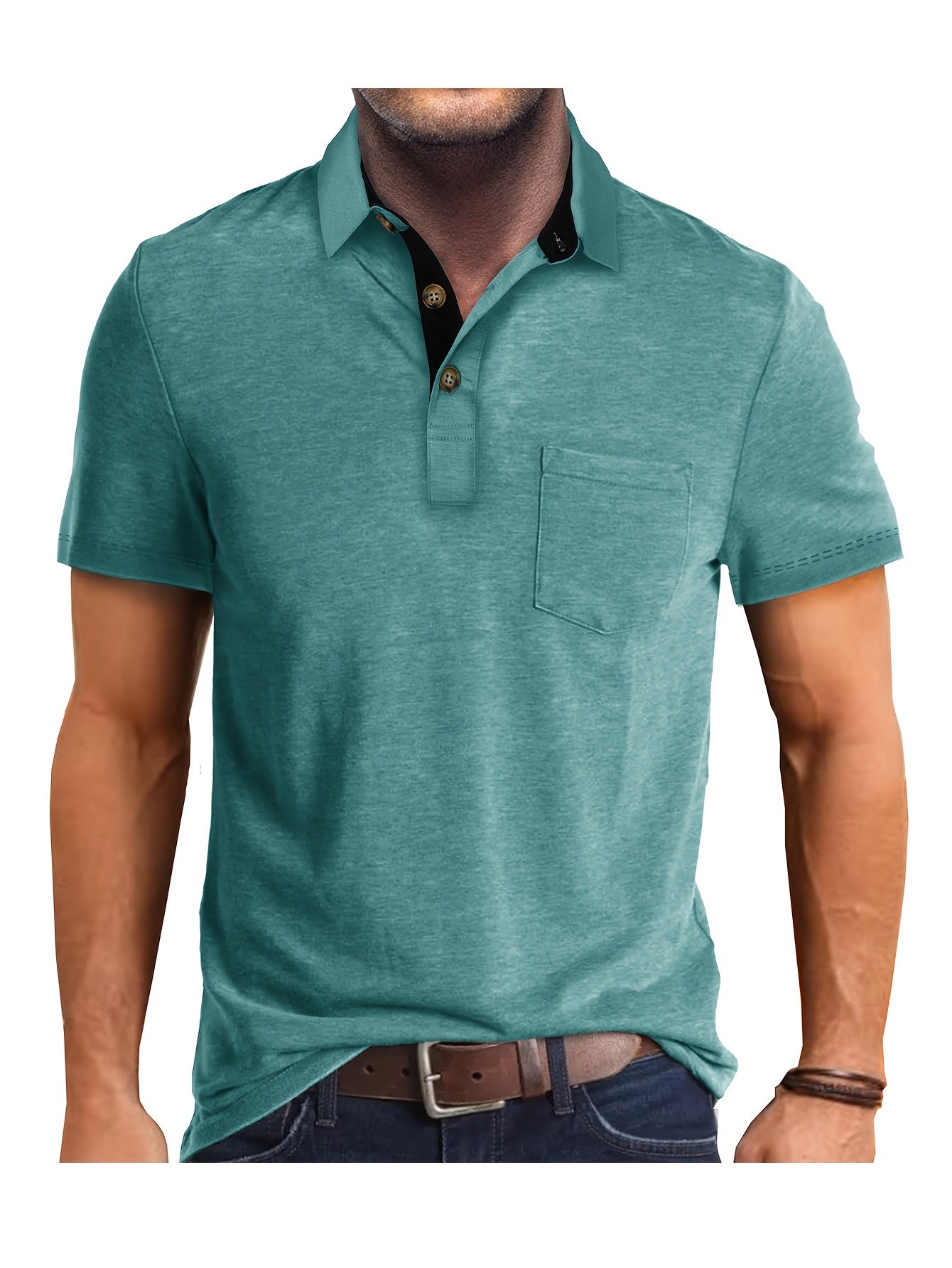 Men's Polo Shirt with Chest Pocket – Modern, Casual Polo Shirt for Everyday and Leisure Wear