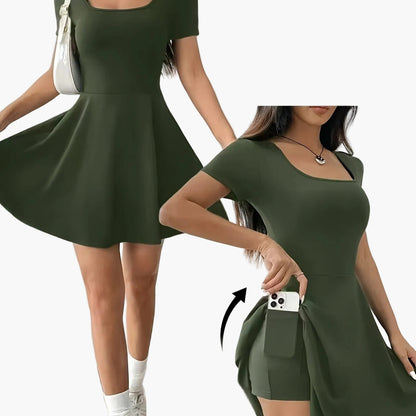 Women's Elegant Casual Dress with Short Sleeves and A-Line Cut – Perfect for Everyday and Going Out