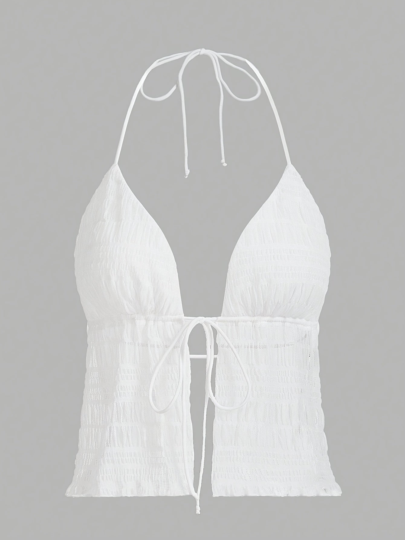 Women's Fashionable Halterneck Camisole Top with Ruching and Tie – Party & Summer Outfit