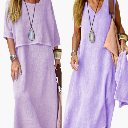 Damen Maxikleid Zweiteiler Set Boho Stil Lässig Sommerkleid für Alltag und Urlaub